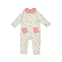 Stars Jacquard Baby Jumpsuit - Natural Heather
