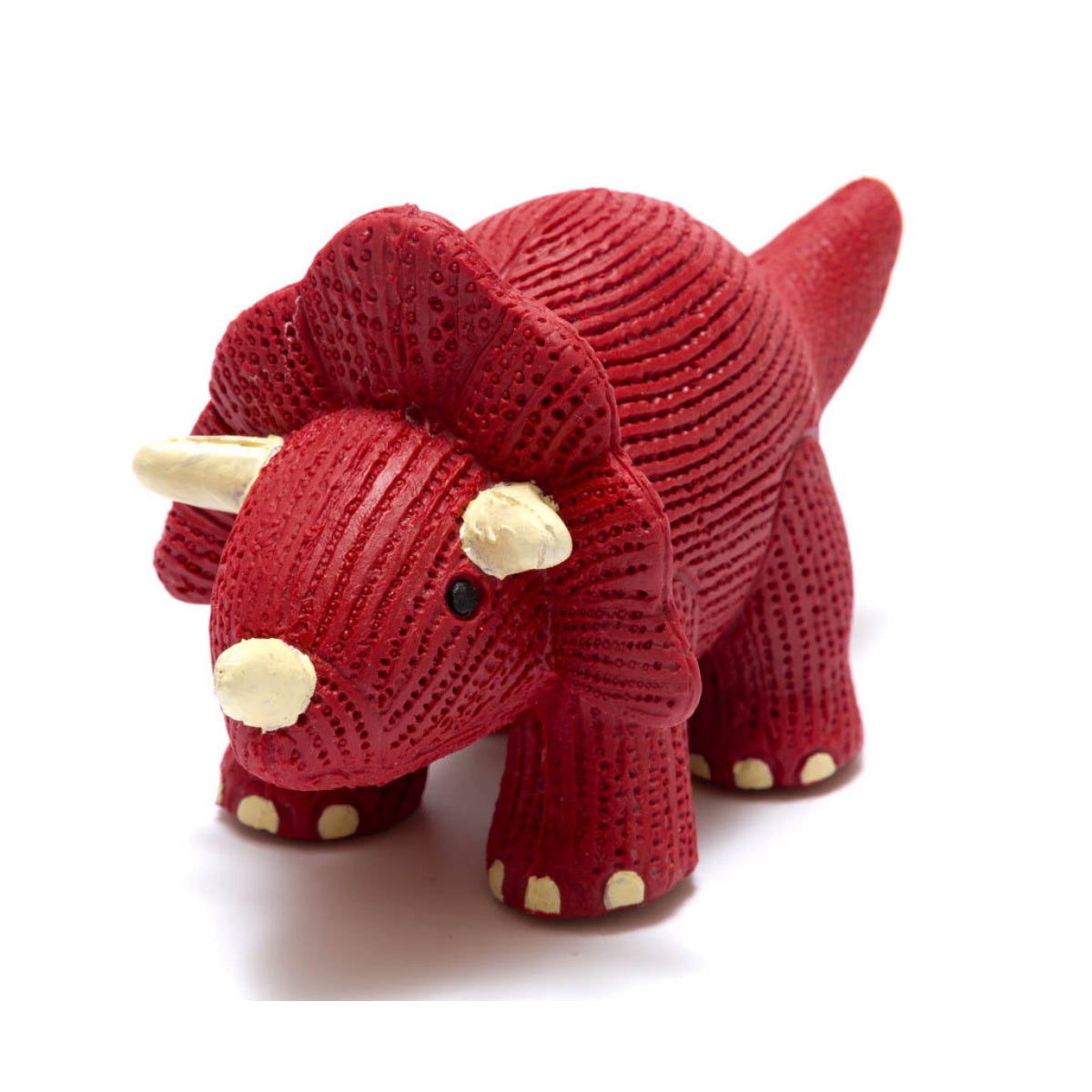 Natural Rubber Dinosaur Toy - Red Triceratops