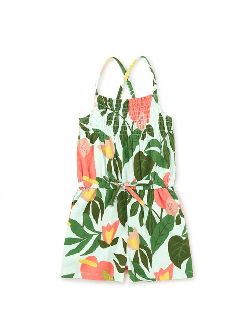 Smocked Sleeveless Romper  - Tropical Floral