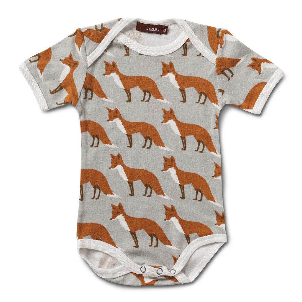 Short Sleeve Onesie - Orange Fox