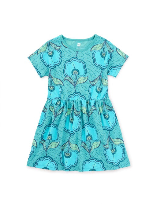 Short Sleeve Twirl Dress - Hibiscus Wax Print