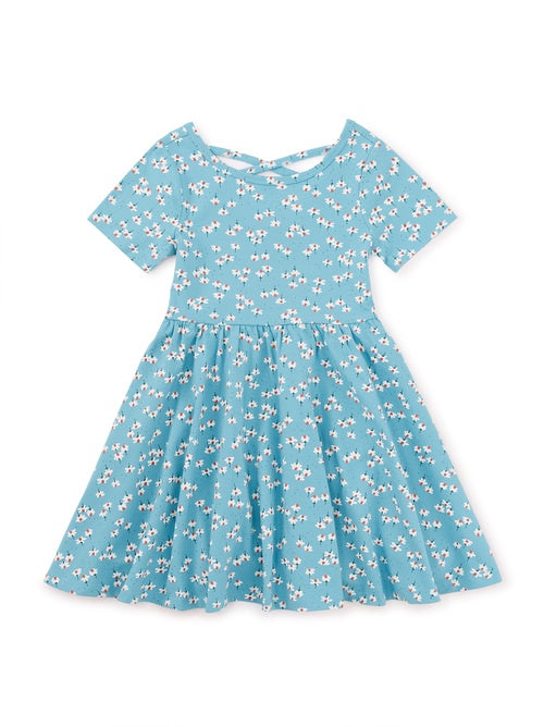 Short Sleeve Ballet Dress - Mexican Hat Floral in Blue
