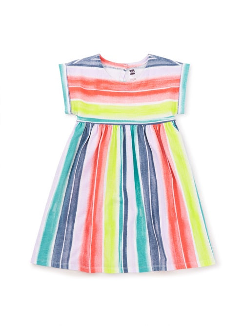 Short Sleeve Empire Baby Dress - Painted Stripe