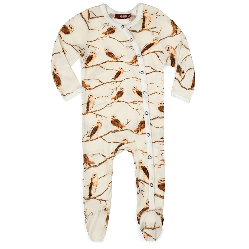 Bamboo Footed Romper - Owl