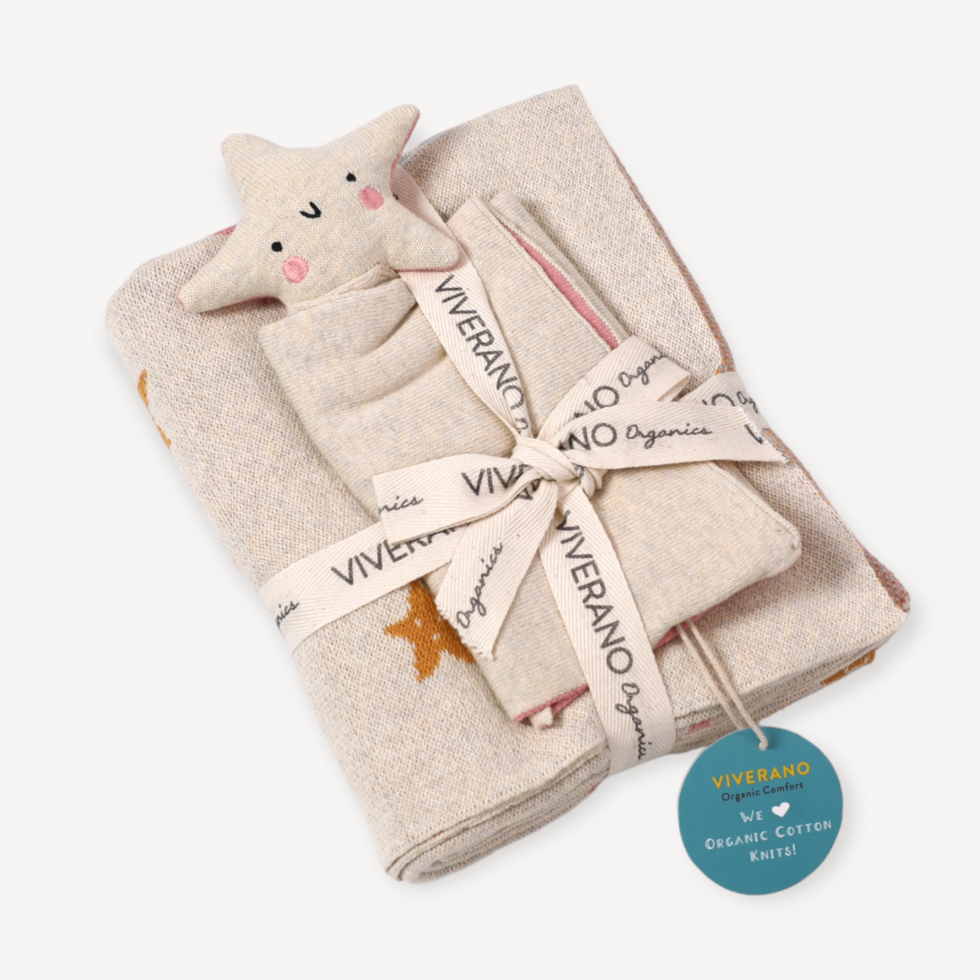 Stars Jacquard Knit Baby Blanket & Lovey Gift Set