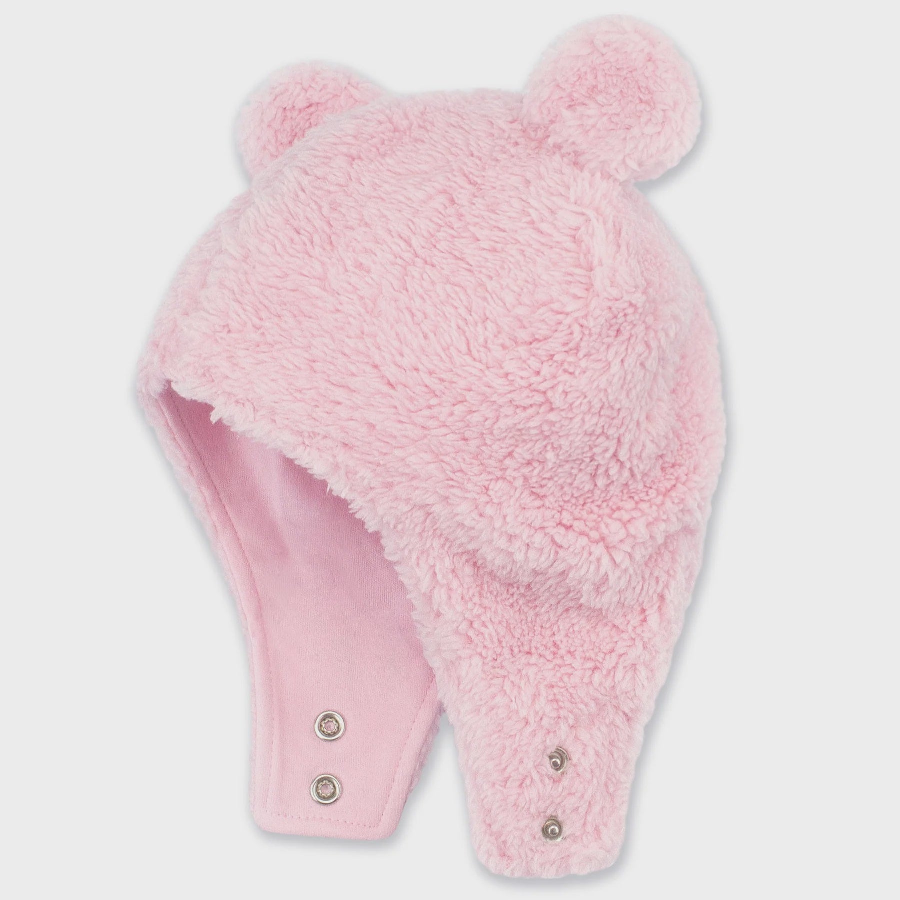 Furry Bear Baby Hat - Baby Pink