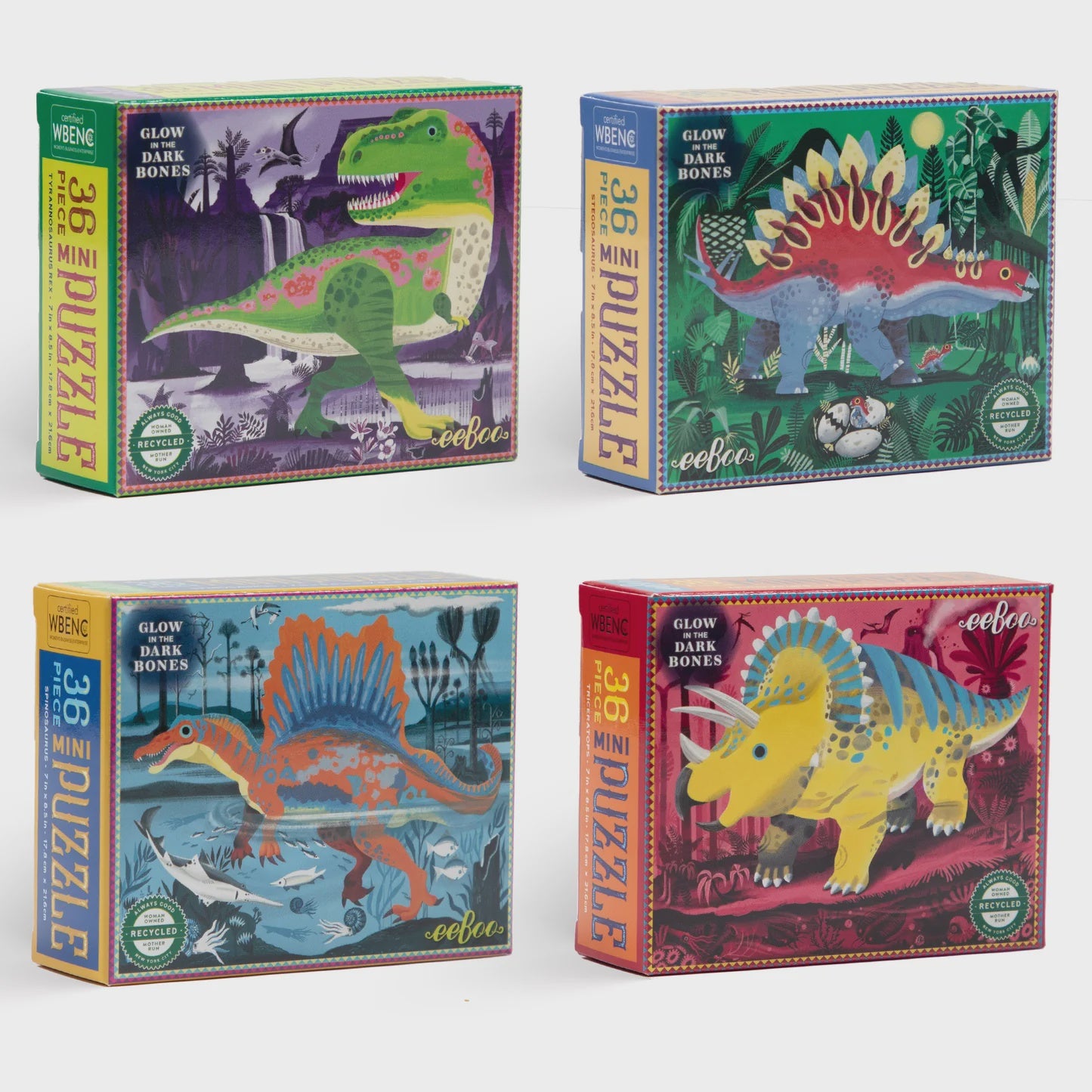 36 Piece Mini Puzzles - Dinosaurs (Glow in the Dark Bones!)
