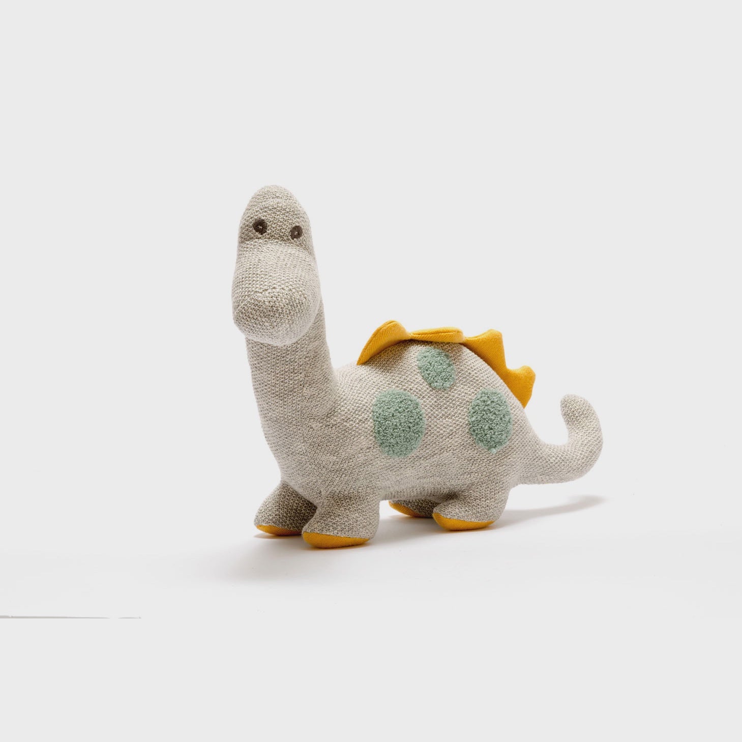Large Knitted Organic Cotton Dinosaur Plush Toy - Grey Diplodocus