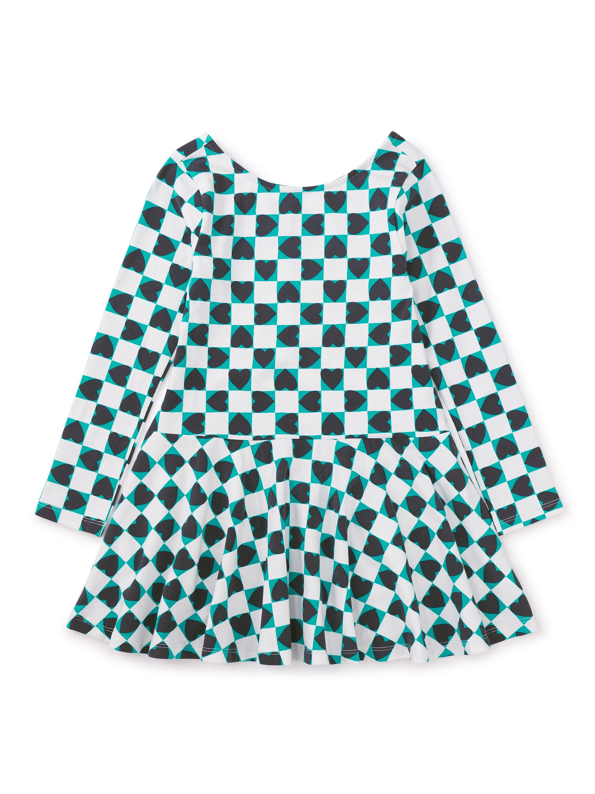 Long Sleeve Skater Dress - Heart Checkerboard