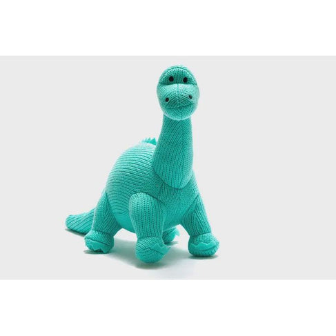 Knitted Dinosaur Plush Toy - Ice Blue Diplodocus