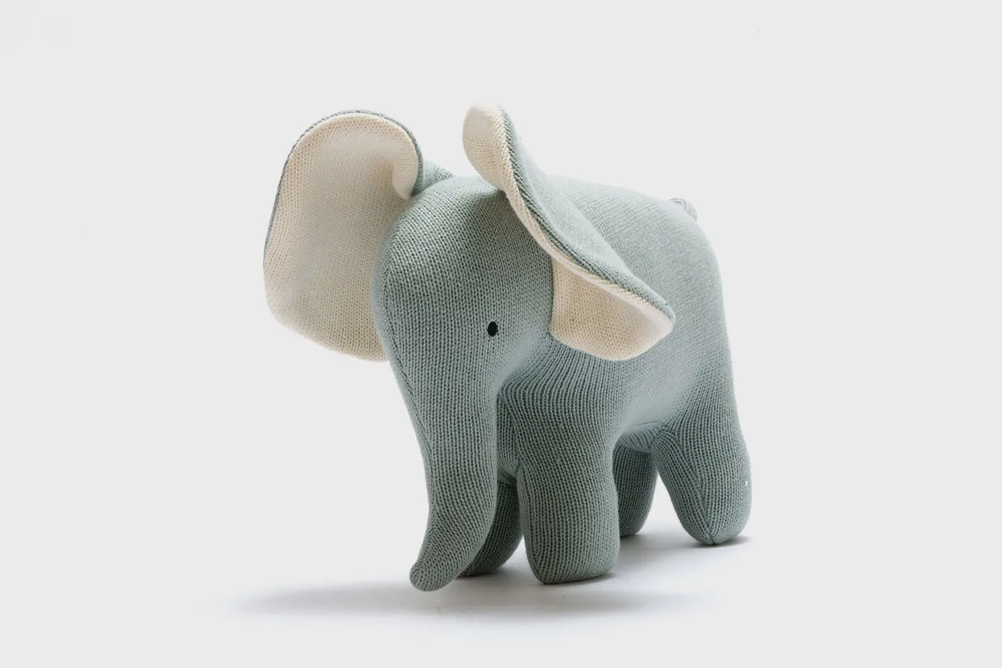 Large Knitted Organic Cotton Plush Toy - Ellis the Elephant / Teal
