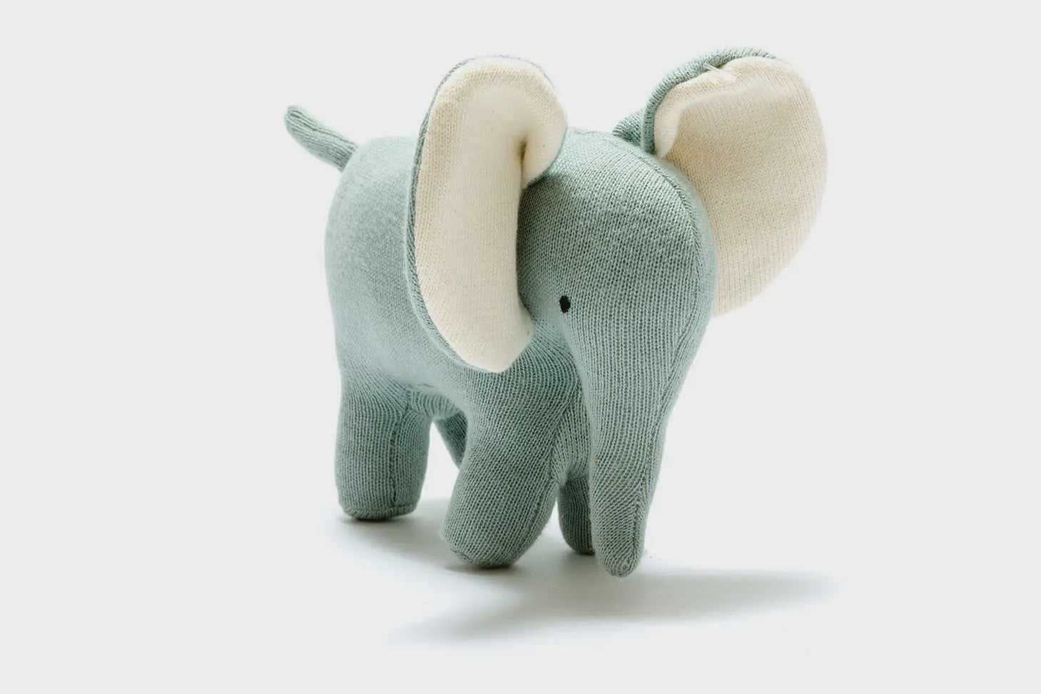 Medium Knitted Organic Cotton Plush Toy - Ellis the Elephant / Teal