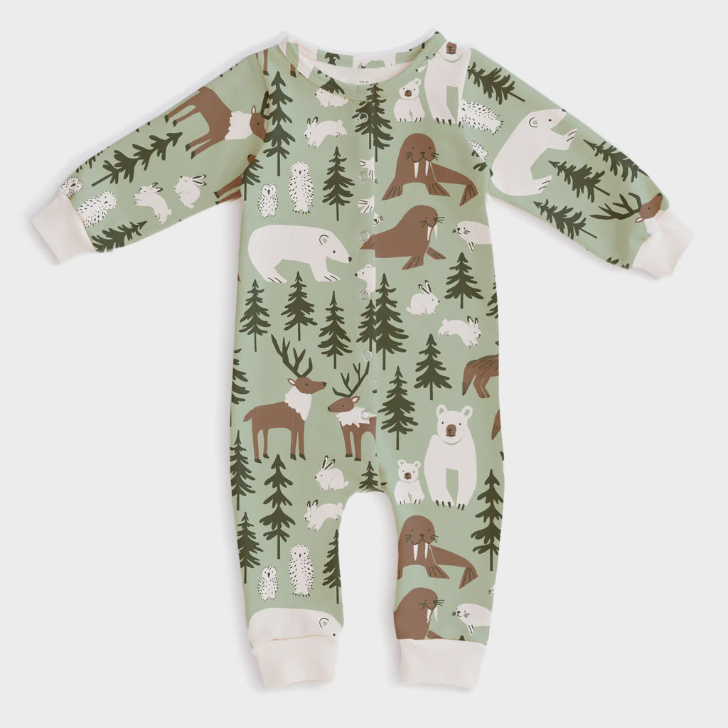 French Terry Jumpsuit - Northern Animals Green