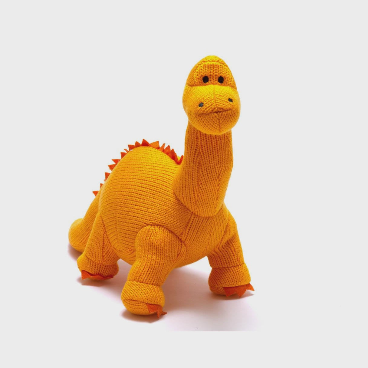 Knitted Dinosaur Plush Toy - Orange Diplodocus