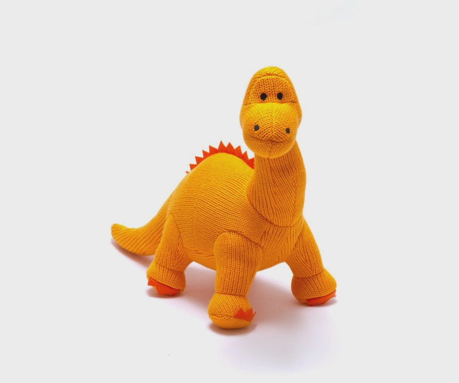 Large Knitted Dinosaur Plush Toy - Orange Diplodocus