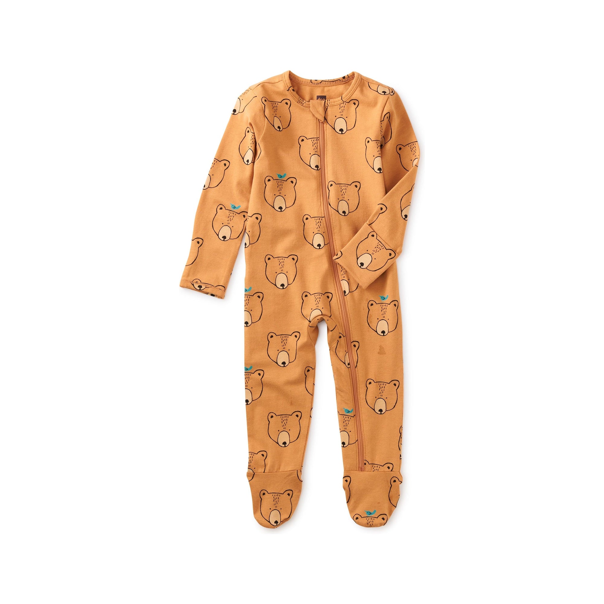 Footed Zip Front Romper - Oso y Ave / Bear and Bird