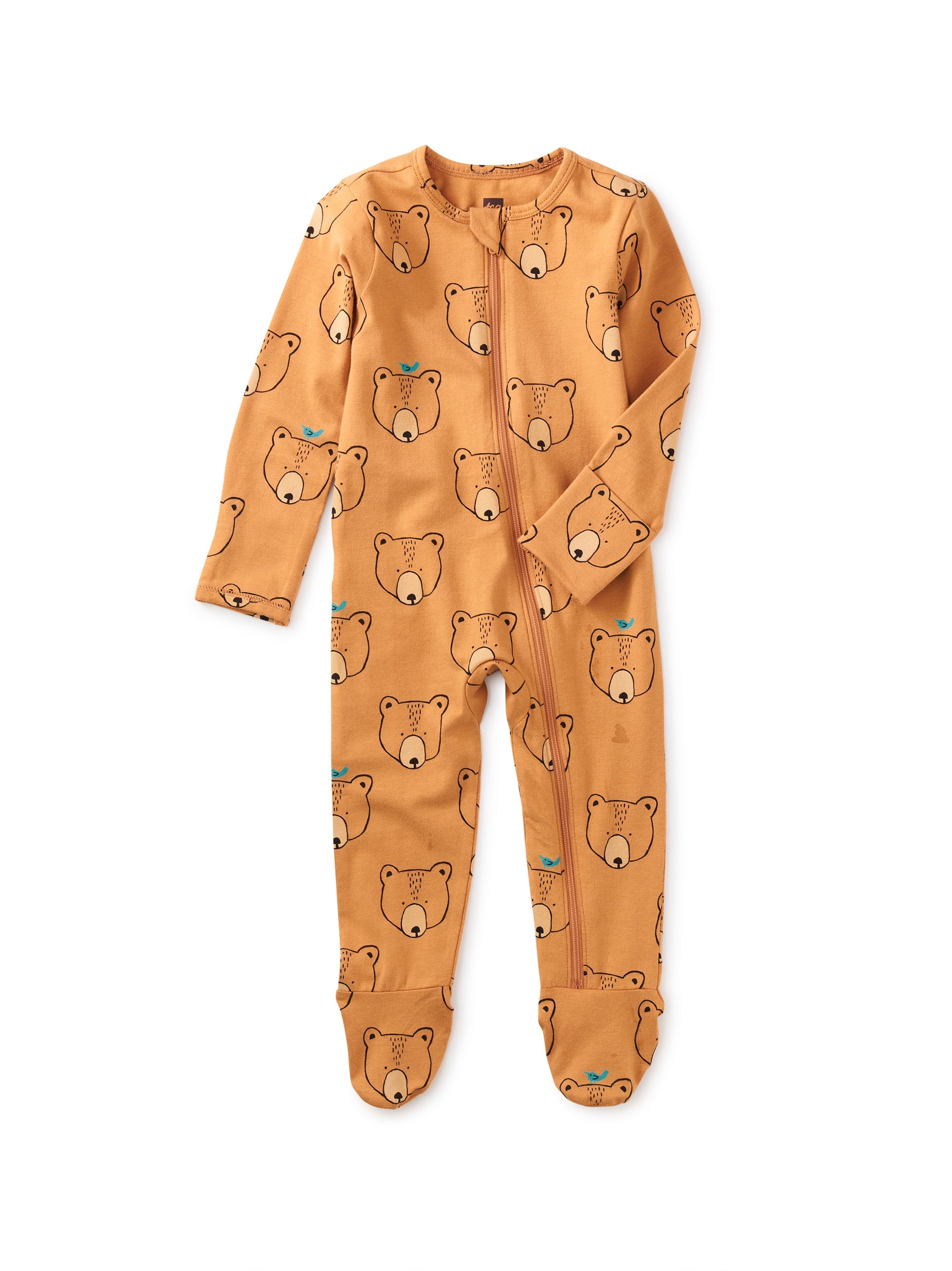 Footed Zip Front Romper - Oso y Ave / Bear and Bird