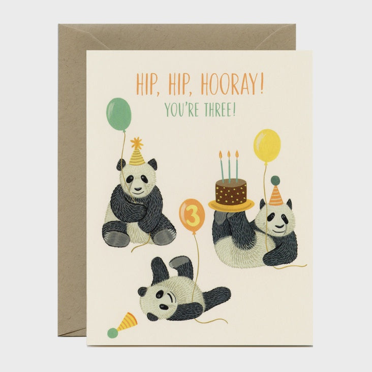 Panda Third Birthday Card