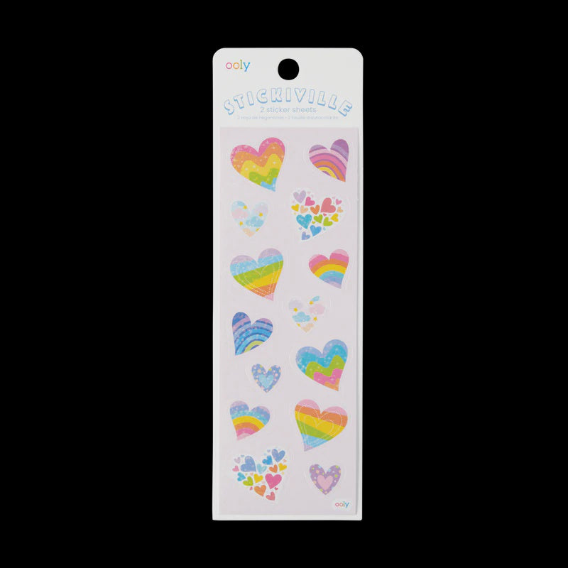 Stickiville Stickers - Rainbow Hearts (Holographic Glitter)