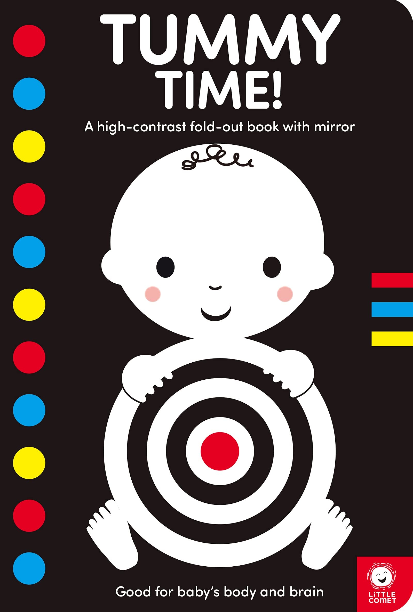 Tummy Time! A high-contrast fold-out book with mirror for babies
