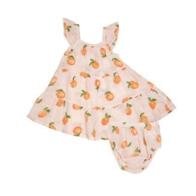 Muslin Twirly Sundress & Diaper Cover - Peaches