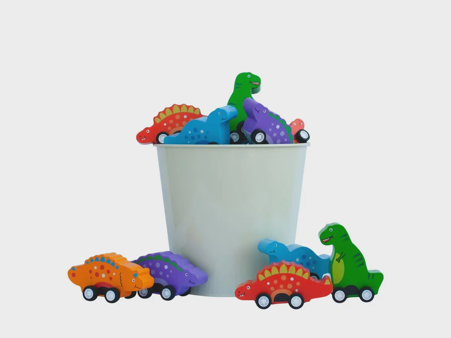 Wooden Pull-Back Racers - Dinosaurs